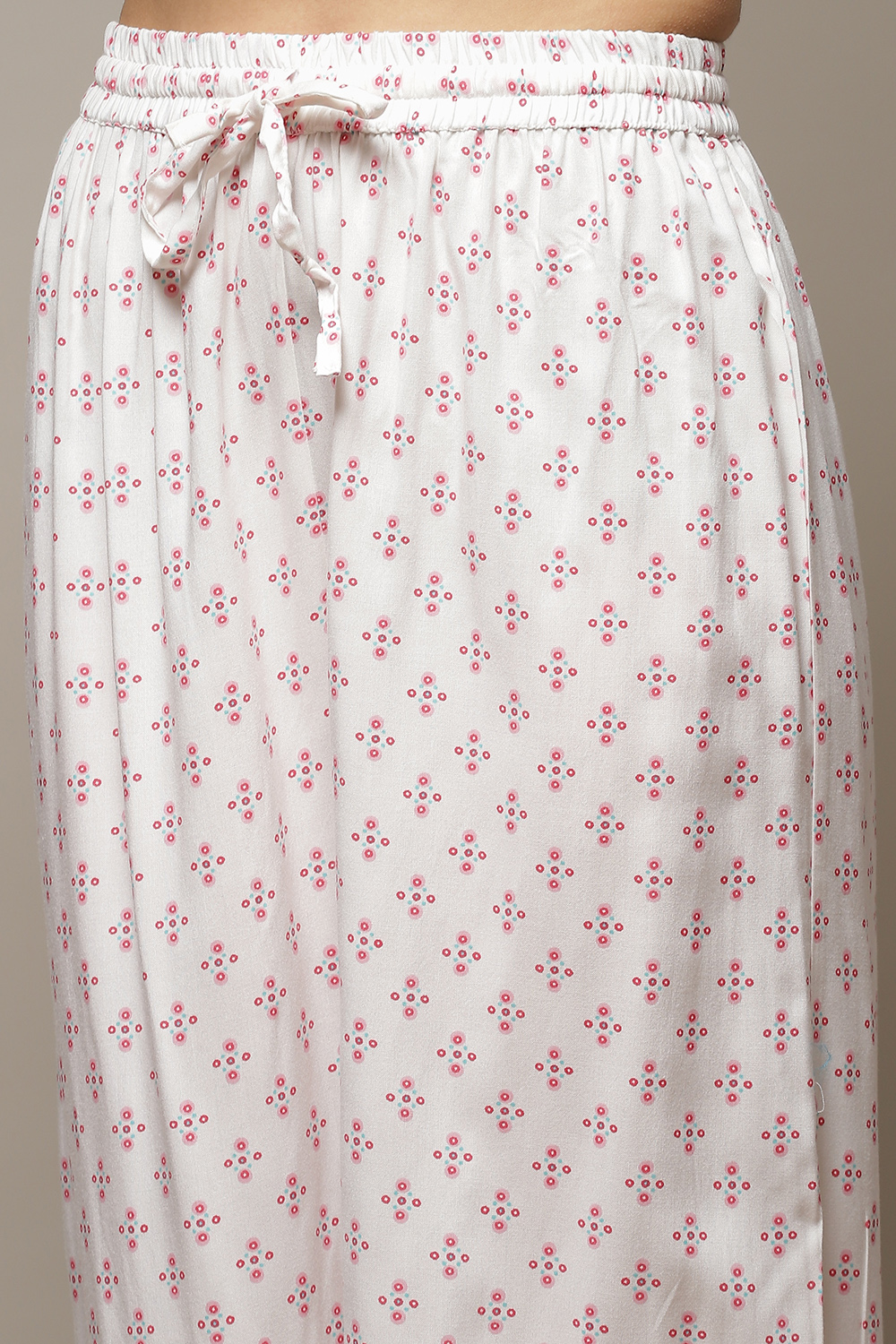 White LIVA Straight Kurta Suit Set image number 3